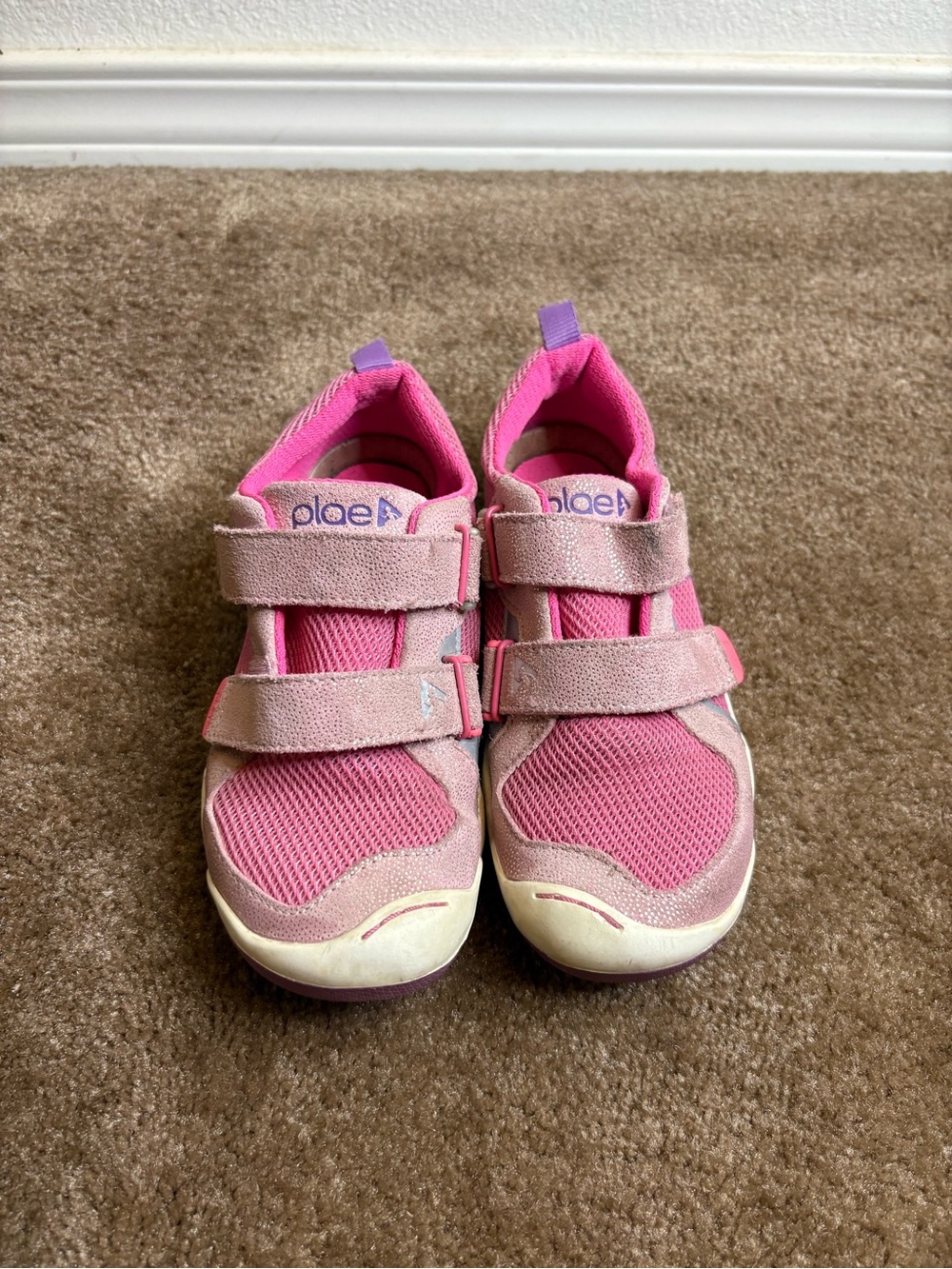 PLAE Kids Pink Double-Strap Athletic Sneakers
